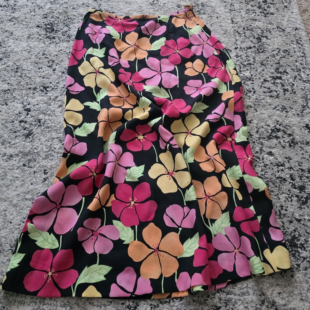 Vintage Talbots Floral Maxi Skirt 100% Lyocell Womens 6 Petite Preppy Boho Chic